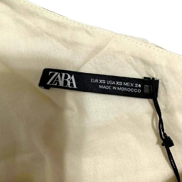 ZARA‎ Asymmetric One Shoulder Draped Cropped Top Cream Side Zip Size XS NEW - Picture 4 of 6
